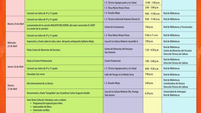 Programación Semana Cultural 2018