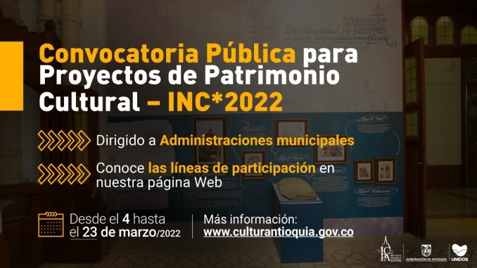 Convocatoria Proyecto Parimonio Cultural - INC