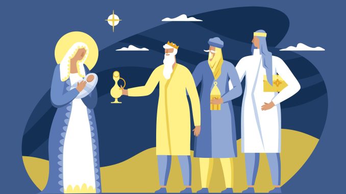 Virgen María, Jesús y los Reyes Magos