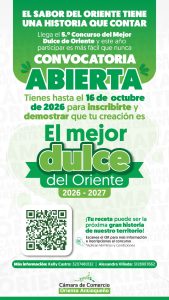 Abren inscripciones para El Mejor Dulce del Oriente 2026-2027
